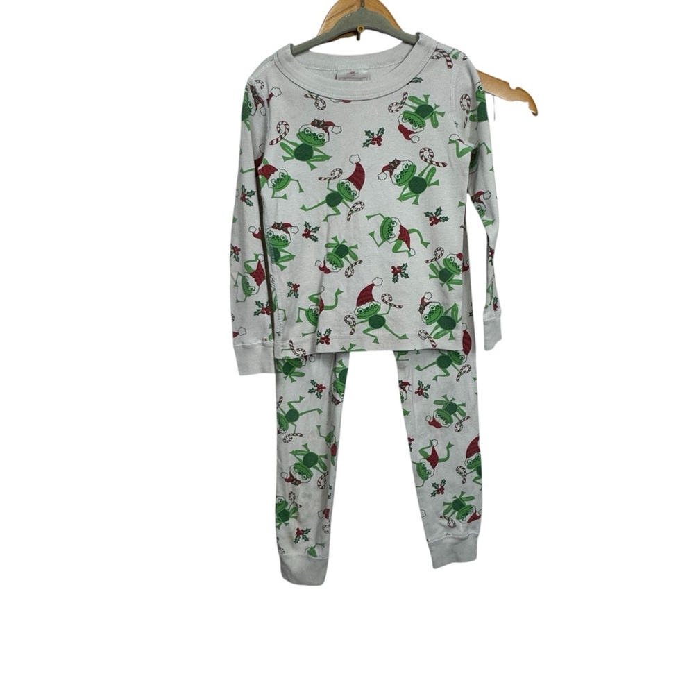 Hanna Andersson Size 4 Christmas Frogs Pajamas - Stained